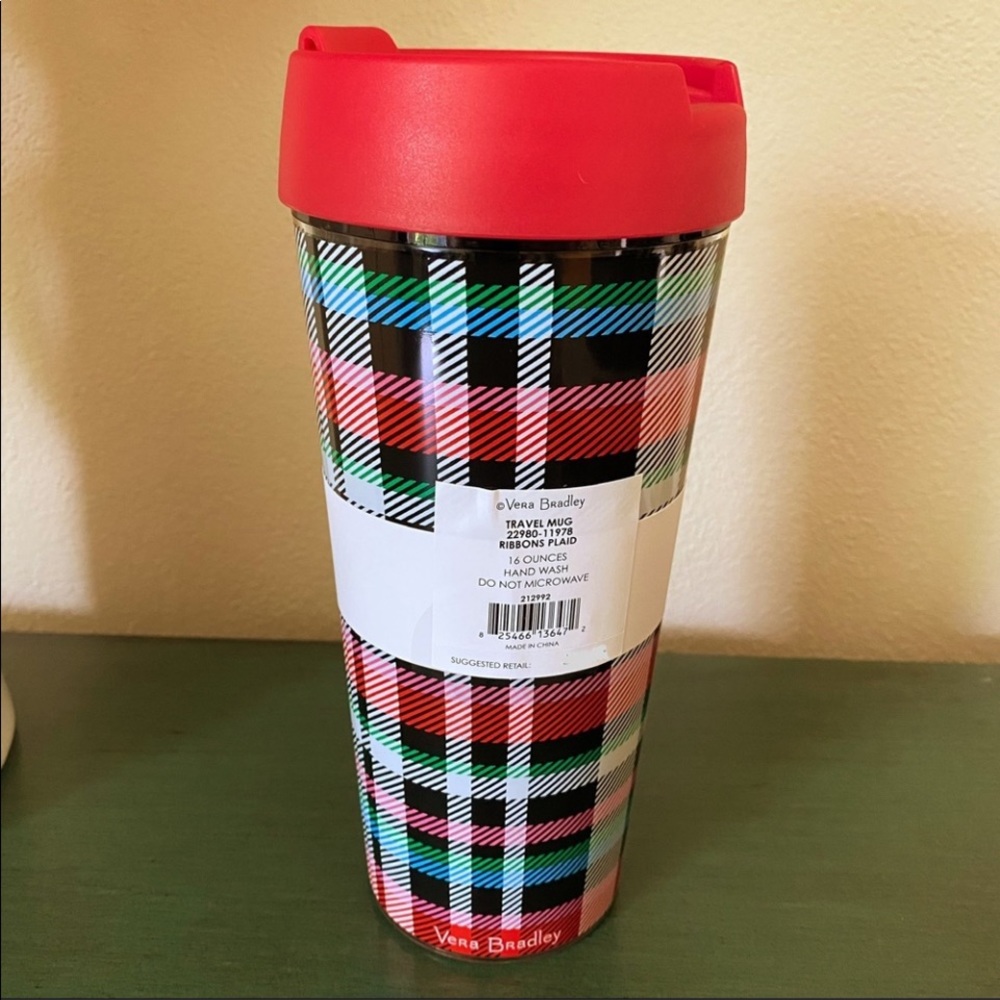 VERA BRADLEY Ribbons Plaid 3‑Pc Gift Set – Travel Mug, Journal & Pen – NWT - Picture 7 of 11